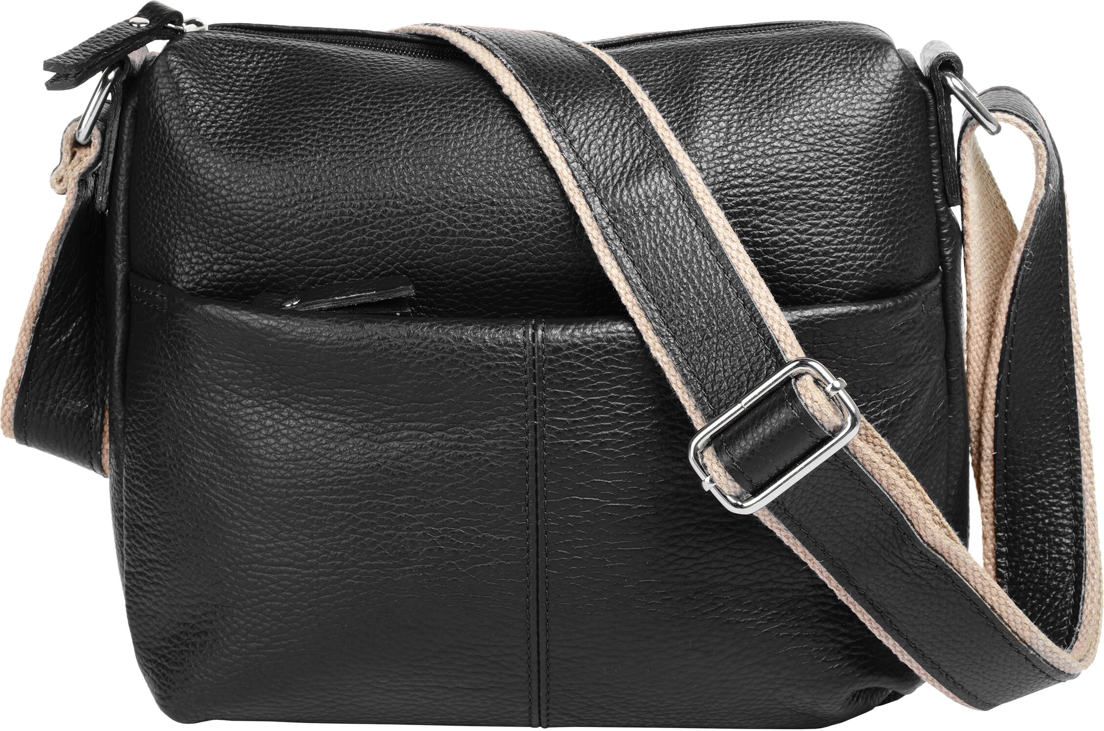 Umhängetasche SAMANTHA LOOK "SAMANTHA LOOK Damen echt Leder, Made in Italy", Damen, Gr. B/H/T: 26cm x 24cm x 5cm onesize, schwarz, Leder, unifarben, Taschen Umhängetasche, echt Leder, Made in Italy
