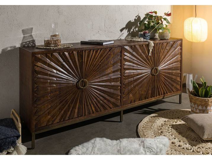 Sideboard Mango 201x48x89 braun lackiert STILMÖBEL #129