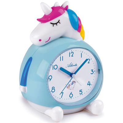 Kinderwecker ATLANTA "Motivwecker, 2163", bunt (blau, weiß, rosa), Wecker, Kinder, mit Einhornmotiv, ideal auch als Geschenk