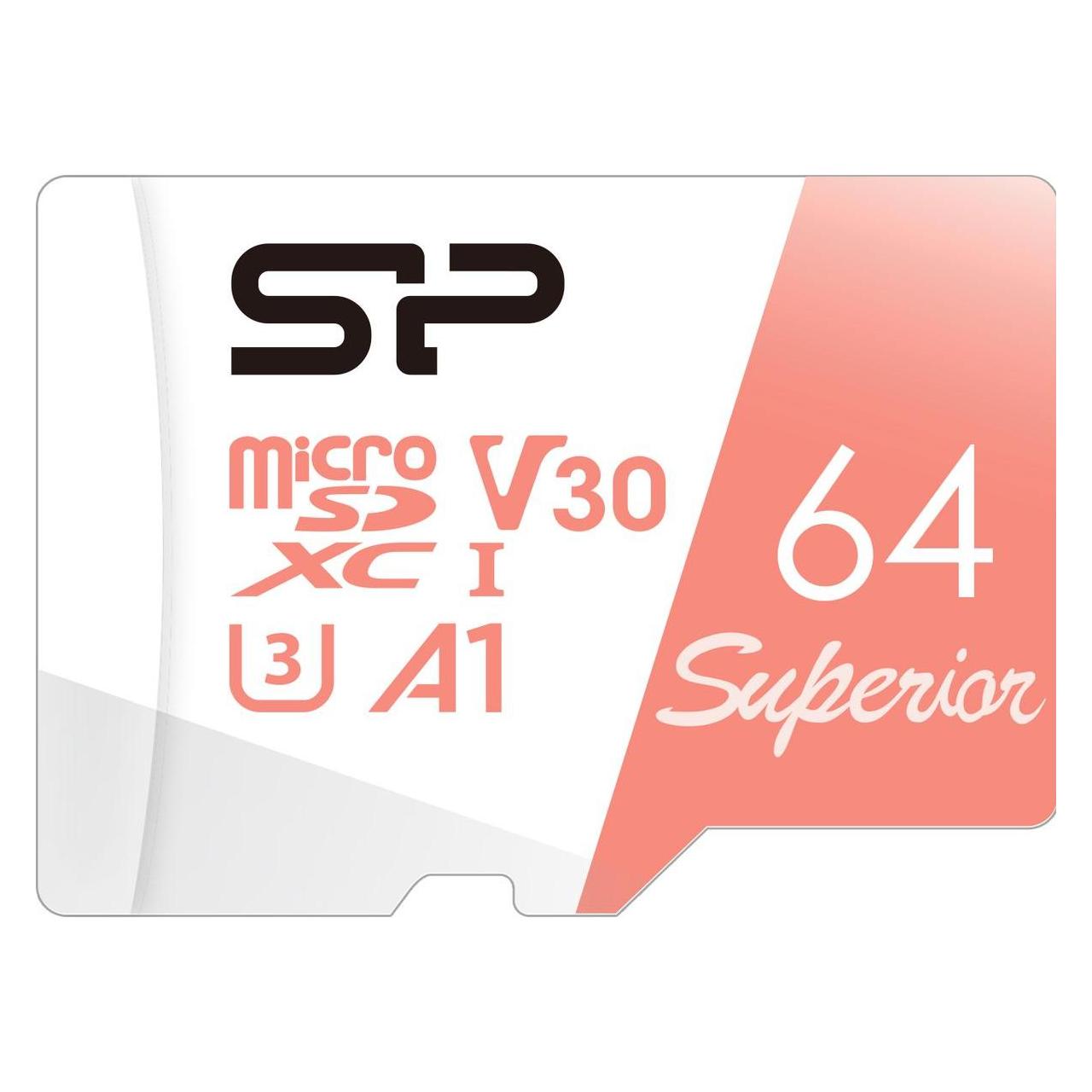 Silicon Power memory card Superior Micro SDXC 64GB UHS-I A3 V30 (64 GB, microSDXC, U3, UHS-I) (SP064GBSTXDV3V20SP)
