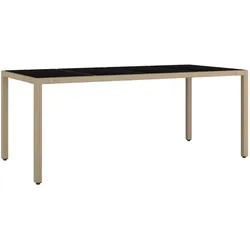 vidaXL Gartentisch mit Glasplatte Beige Poly Rattan & Hartglas