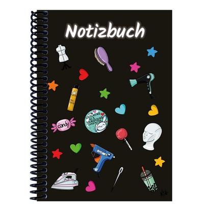 A 4 Notizbuch Manga Items, schwarz, kariert