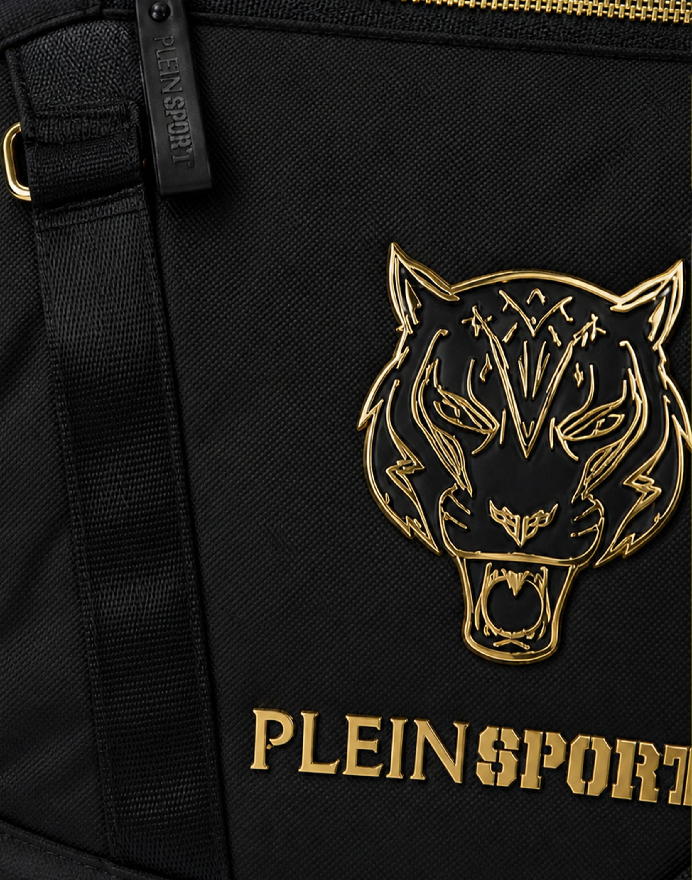 Schultertasche PLEIN SPORT "Tiger", schwarz (0293, schwarz, lightgold), Taschen Schultertasche