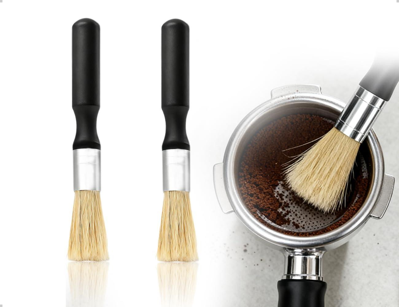 Dripio Barista-borstelset van 2 stuks, reinigingsborstels voor koffiemachines, zwart