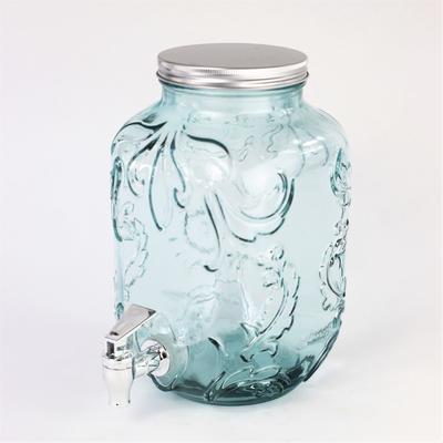 Euro Ceramica Essential Bara Recycled Glass Mason Jar Beverage Dispenser - Made in Spain