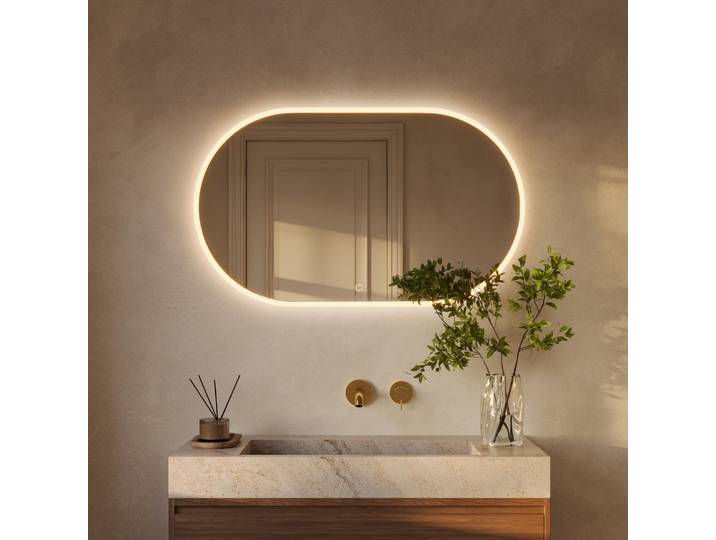 Lomazoo Miroir Ovale Genua Led 100x60 Cm Noir
