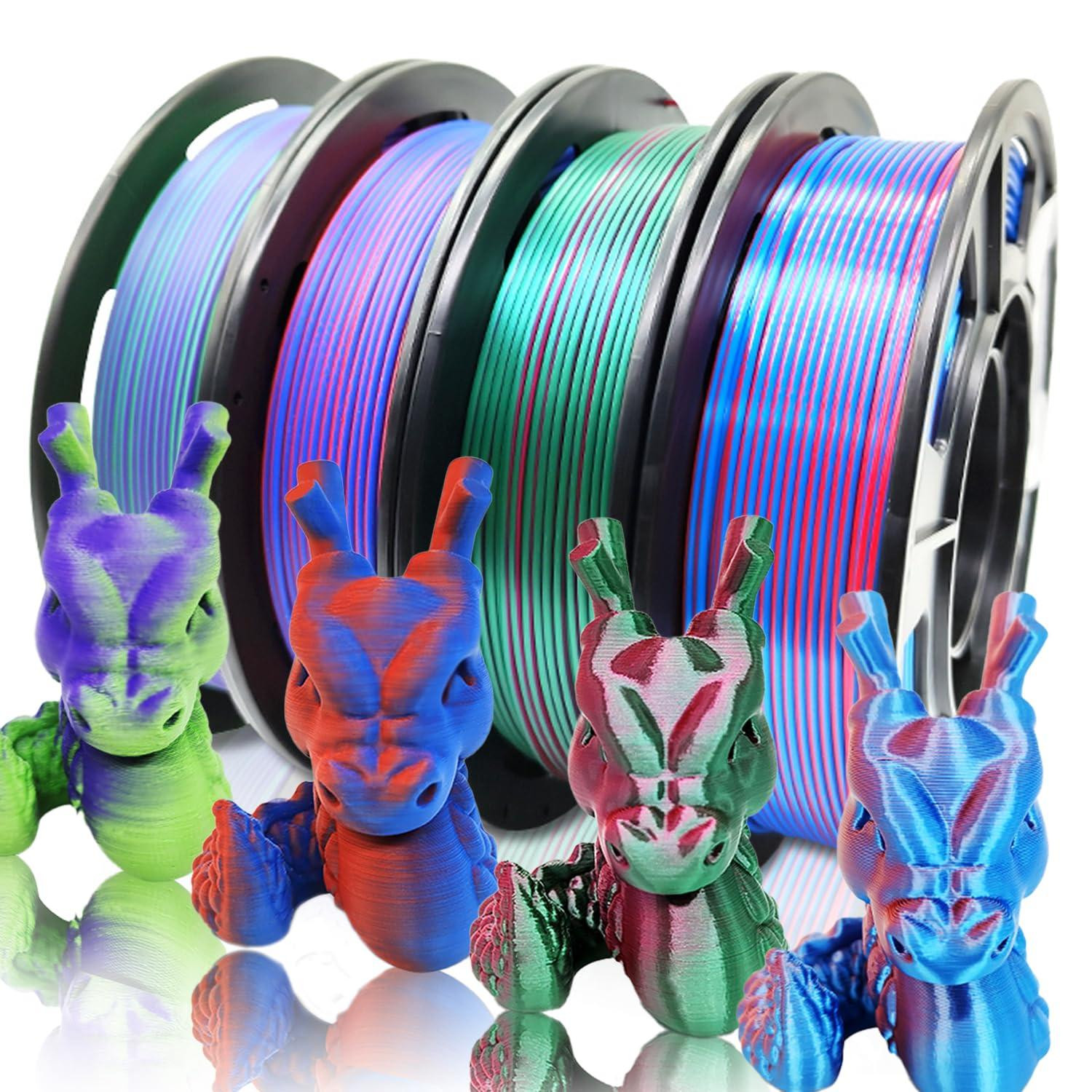 Selius Kleurenpakket Dual Color Filament Coextrusie PLA Filament 1,75mm 4 x 250 g