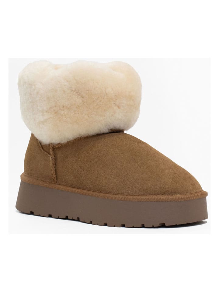 NICEBAY Leder-Winterboots "Freya" in Hellbraun - 41