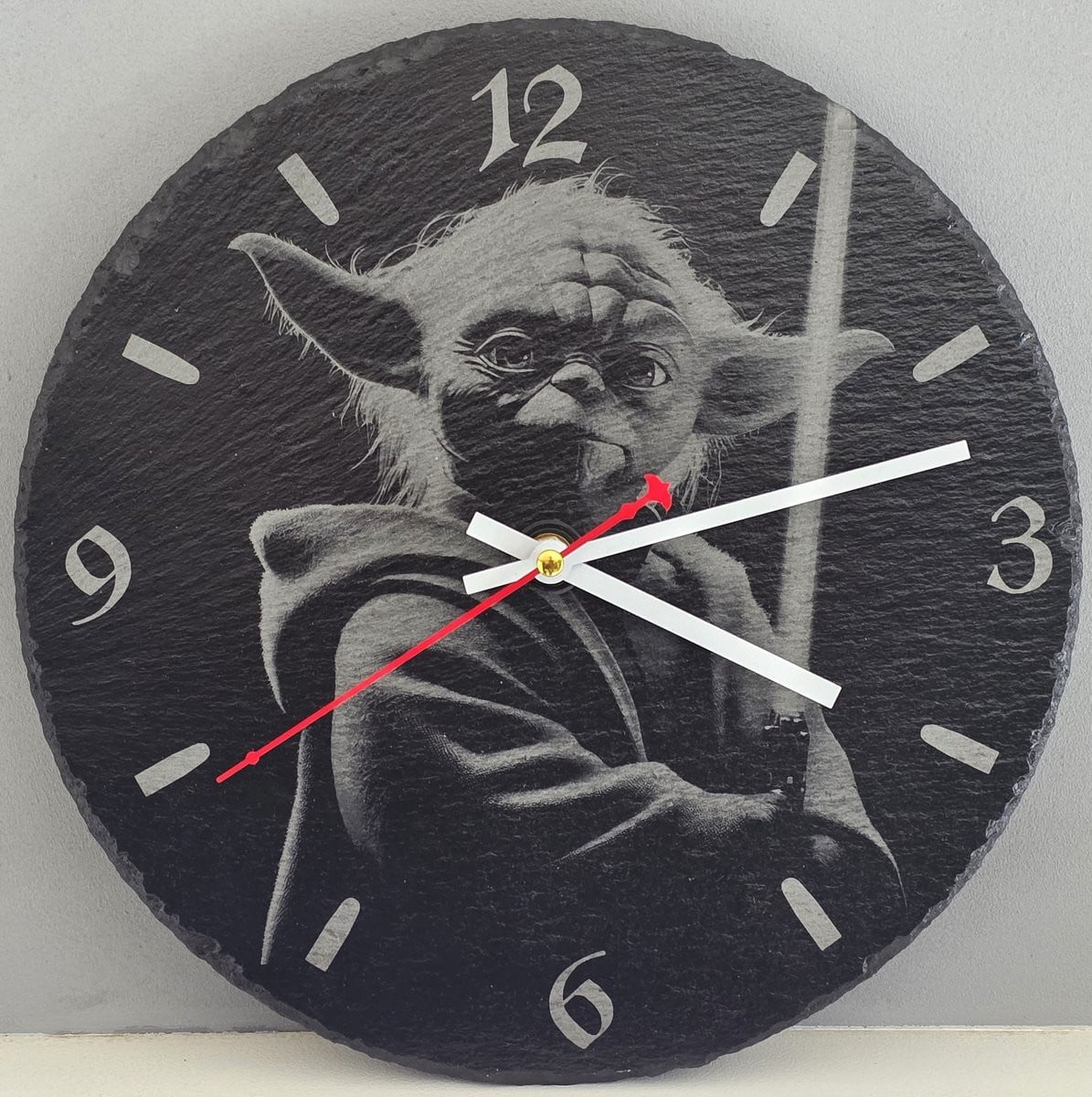 Wandklok Leisteen Star Wars Yoda - Laser gegraveerd