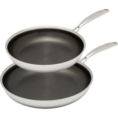 Pfannen-Set HENSSLERS, silber (edelstahlfarben), Ø:28cm, Pfannen, 3-Schicht Material, Wabenstruktur und Antihaftbeschichtung, Induktion