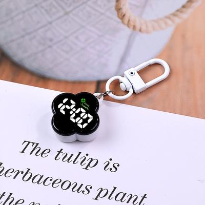 Fusion Finds Cute Electronic Watch Clover Flower Bag Pendant Digital Watch For Students & Children white