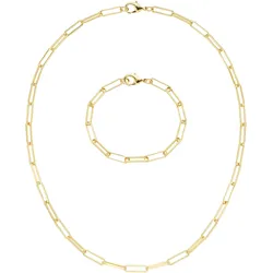 Ketten und Armband Set FIRETTI "Multipack Schmuck Geschenk Armkette Halskette Langankerkettenglieder", gold (gelbgoldfarben), Schmuck_Sets, Damen, Messing