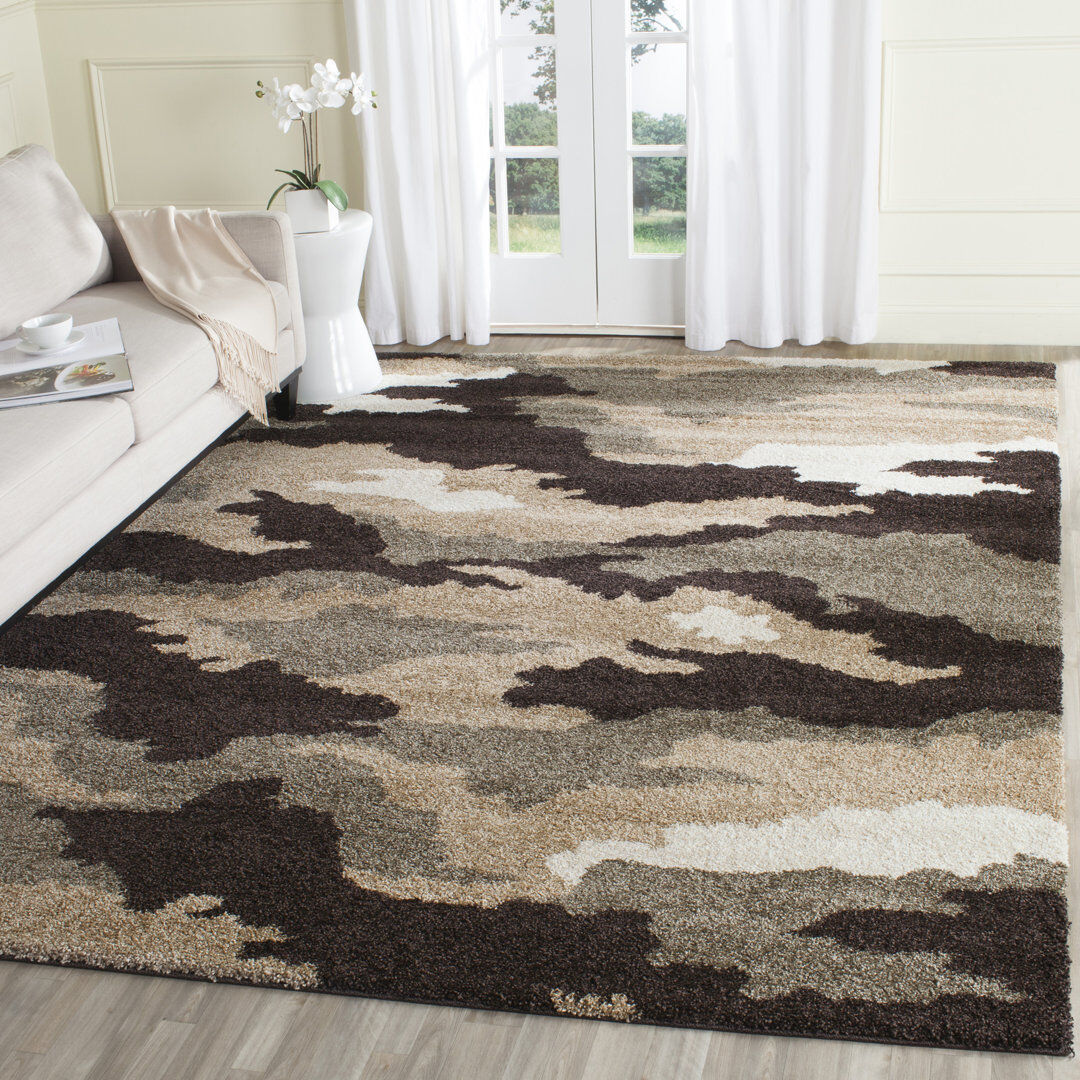 Union Rustic Wamblee Rectangle Abstract Hand Woven Area Rug Beige / Multi Rectangle 160 x 229 cm