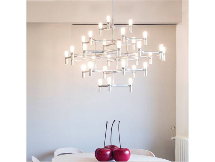 Couronne grand lustre Tube nordique lumière chromée moderne Led Art Designer lumière de luxe pour cuisine hôtel grand salon lampe de toit