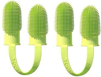 United Pet Finger Toothbrush For Dog And Cat Teeth Cleaning grass Yellow