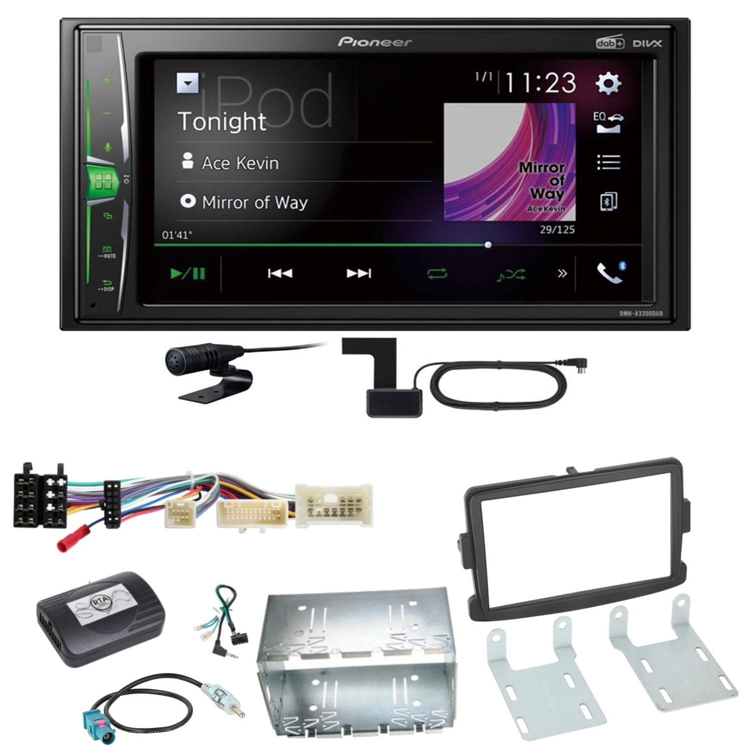 Pioneer DMH-A3300DAB Bluetooth Autoradio DAB+ Einbauset für Dacia Dokker Sandero
