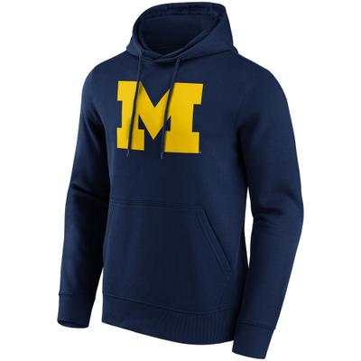Kapuzenpullover FANATICS "Fanatics Hoodie Michigan Wolverines Primary Logo Graphic", Damen, Gr. L, blau, 80% Baumwolle, 20% Polyester, Pullover Kapuzenpullover