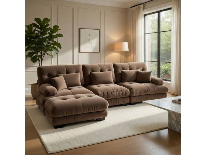 Canapé d'angle- Xylo- en chenille modulaire surdimensionné forme en L cloud couch canapé-lit profond avec ottoman