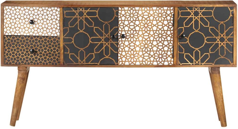 vidaXL Aparador con estampado madera maciza de mango 130x30x70 cm Marrón