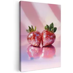 LEINWANDBILD Disco - Obst - Glitzer - Erdbeere Deko XXL 80x120 cm