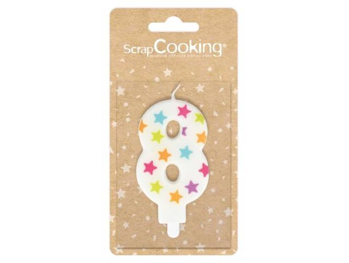 Scrapcooking - Numéro 8 Bougie Paraffine Multicolore 15\,5 x 8 x 1 cm