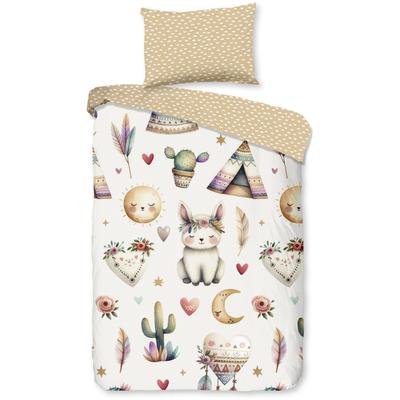 Babybettwäsche GOOD MORNING "Luz", beige (sand), B/L: 100cm x 135cm, 1 Stk., 1 Stk., Renforcé, B/L: 60cm x 40cm, 2 Stk., Renforcé, Obermaterial: 100% Baumwolle, Bettwäsche, Baumwolle, Renforcé, 2 Teilig, Wendeoptik, Kind, Baby, Tiere, Sand