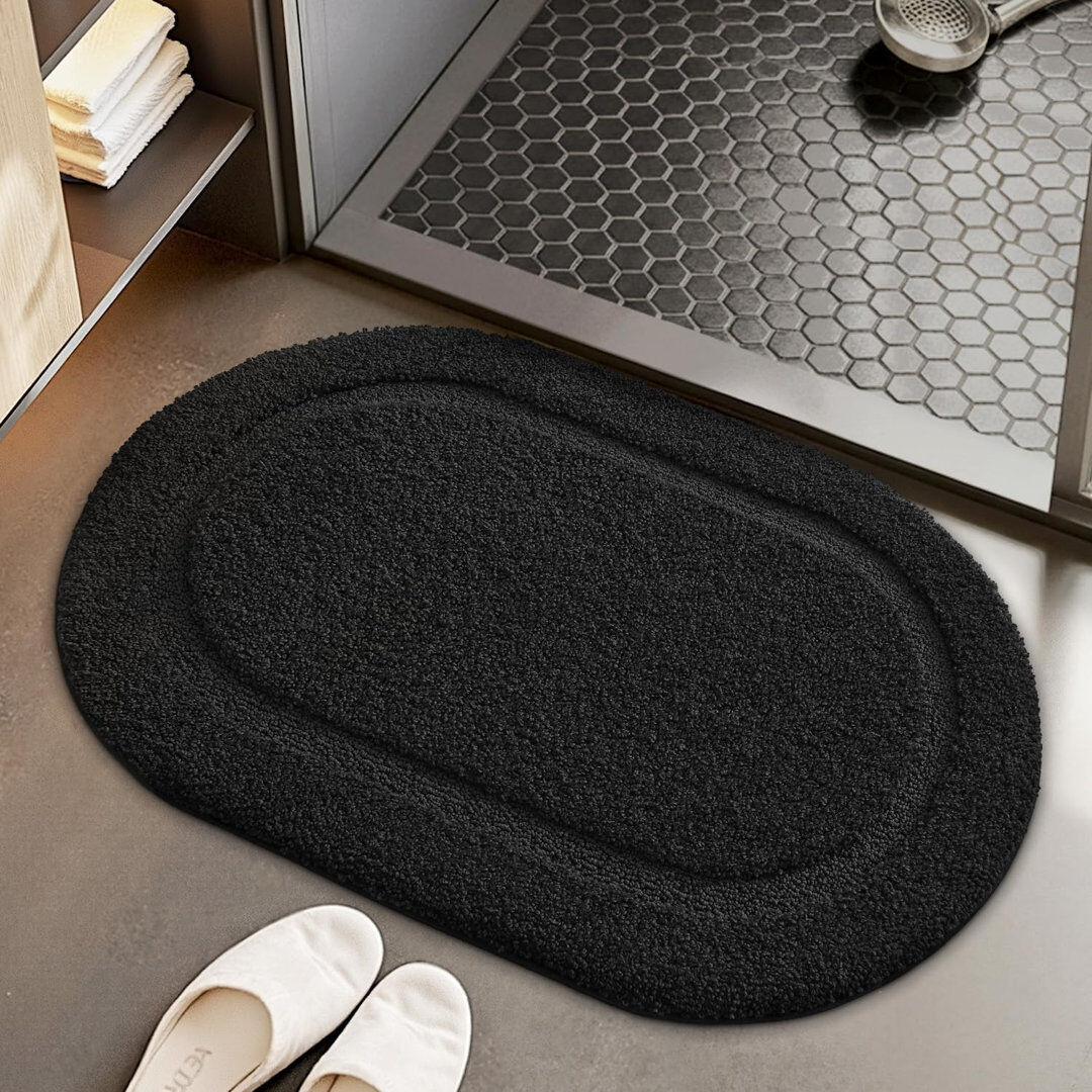 East Urban Home Non-Slip Bath Rug Black 60cm W x 110cm L
