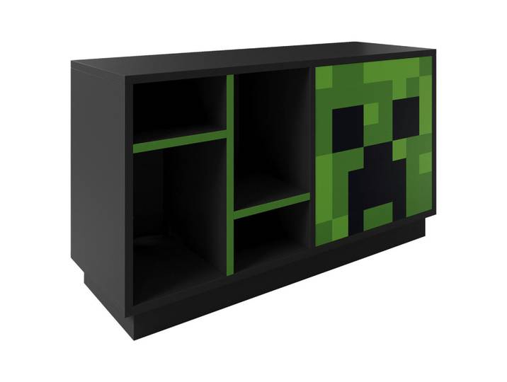 Minecraft Sideboard Minecraft 7760, Schwarz, Glas, Gaming, 108x61x37 cm, Kleinmöbel, Kommoden, Sideboards
