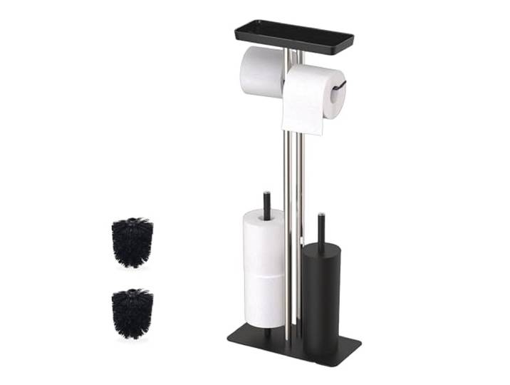 Relaxdays Serviteur WC\, Porte-Rouleaux\, Emplacement pour Papier Toilette Humide\, Non Fixe\, HxLxP : 77x30x15 cm\, Noir