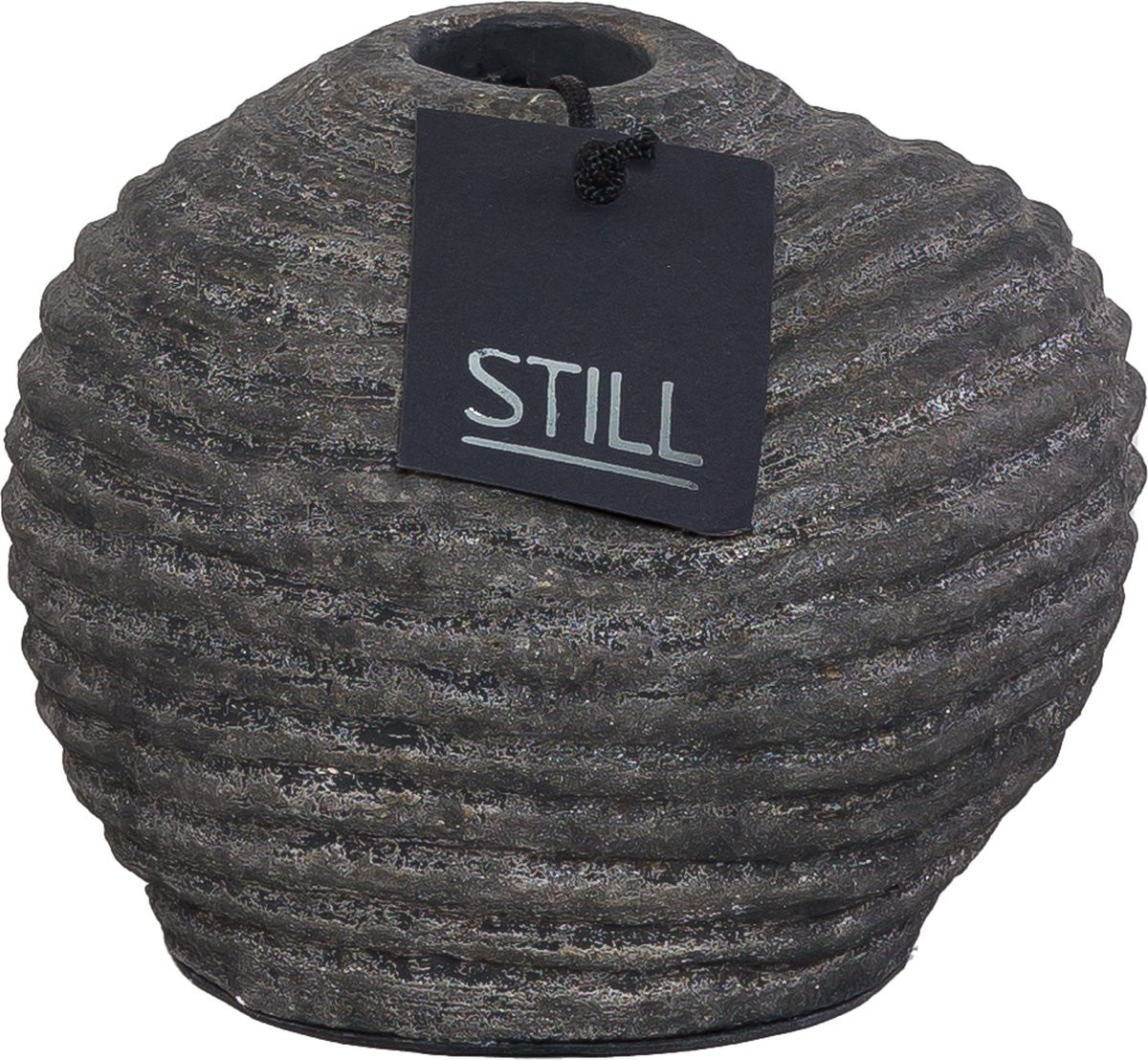 STILL Vaas met organische vorm en ribbels in de kleur Earth Grijs, 17 x 15 cm