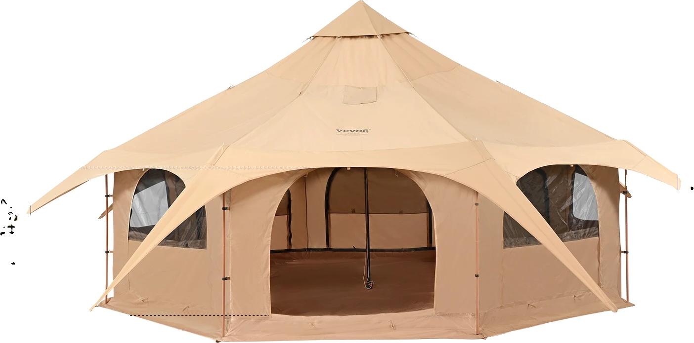 Bellzelt, atmungsaktives Canvas, einfache Einrichtung, Zelt für Camping, 5m Typ B