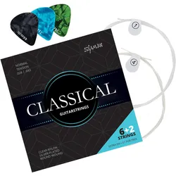 Shaman Classical Saiten für Konzert-Gitarre inkl. 2 Ersatzsaiten und 3 Plektren