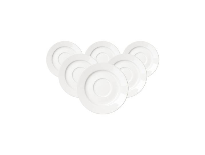 Ritzenhoff Breker Kaffeeuntertassen Volos weiß ø 15,5 cm 6er Set, Weiß, Keramik, Rund, Geschirr, Tassen, Untertassen