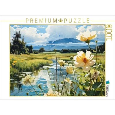 CALVENDO Puzzle Blütenpracht am Seeufer | 1000 Teile Lege-Größe 64x48cm Foto-Puzzle für glückliche Stunden