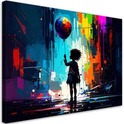 LEINWANDBILD Mädchen mit Ballon 60x40cm