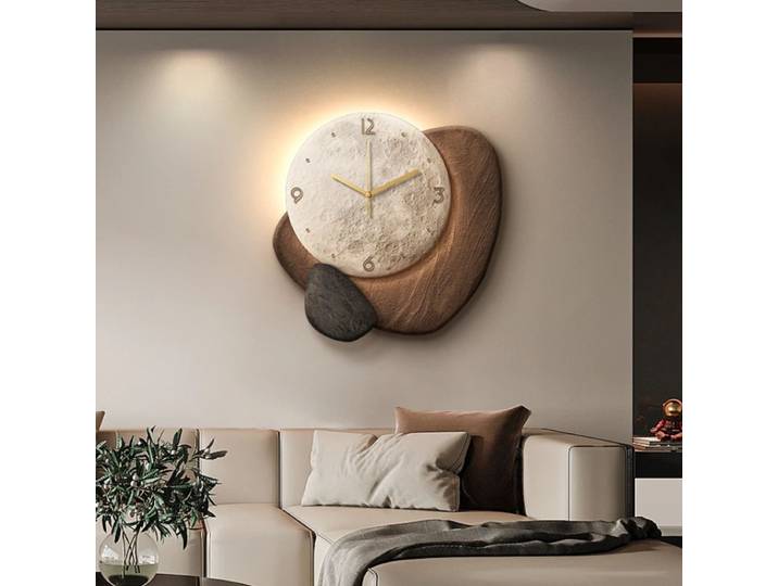 Horloge de restaurant en pierre en cours d'exécution, décoration murale, peinture créative, sensation haut de gamme, salon