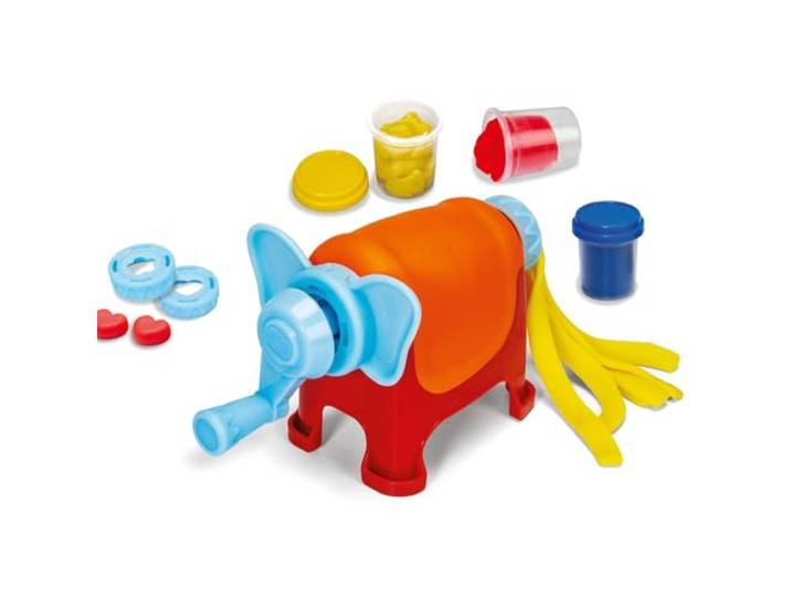 Simba Art & Fun Elephan-Dough – Knetset mit 3 Dosen Knete (je 50 g), 6 Schablonen, Messer & Presse, 8-teiliges Kreativset für Kinder ab 3 Jahren