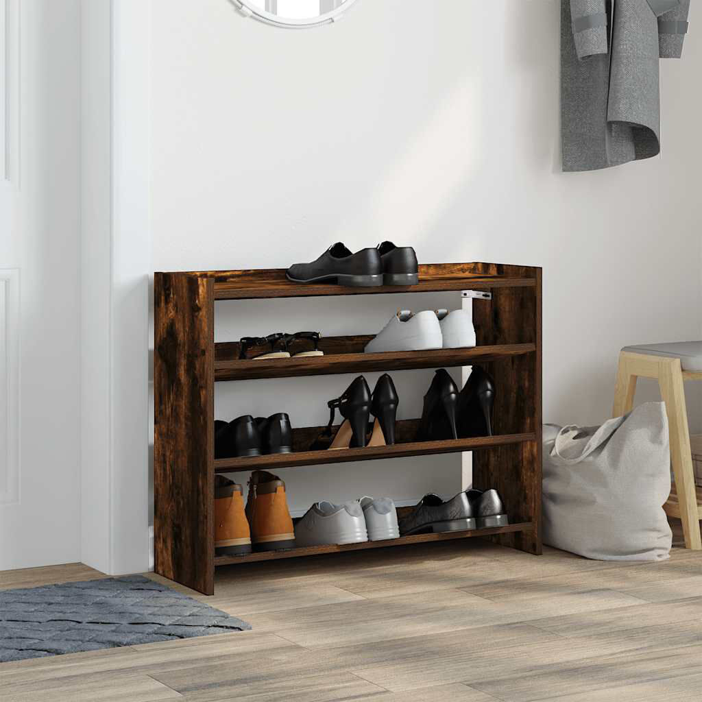 Latitude Run 12 Pair Shoe Rack Smoked Oak 12