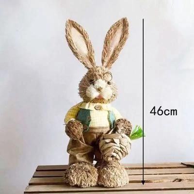 Uplift Picks Straw Woven Bunny Decoration Easter Rabbit Garden And Home Ornament 07