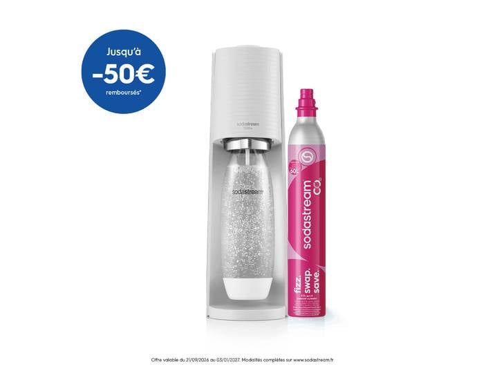 Machine à eau pétillante TERRA + 1 bouteille 1L blanche SODASTREAM