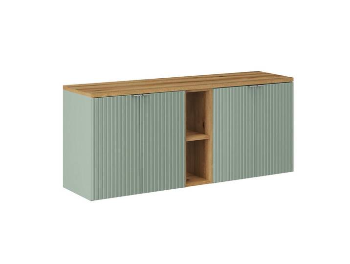 Petits-meubles Waschtischunterschrank 140.4cm Jade Grün und Holz, 140.4x59.5x40 cm, Badezimmer, Badmöbel, Unterschränke