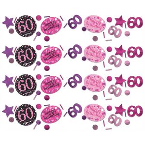Amscan Konfetti 9900618, Sparkling Celebration, Papier & Folie, 60 Jahre, Streudeko, pink, 34g Beutel