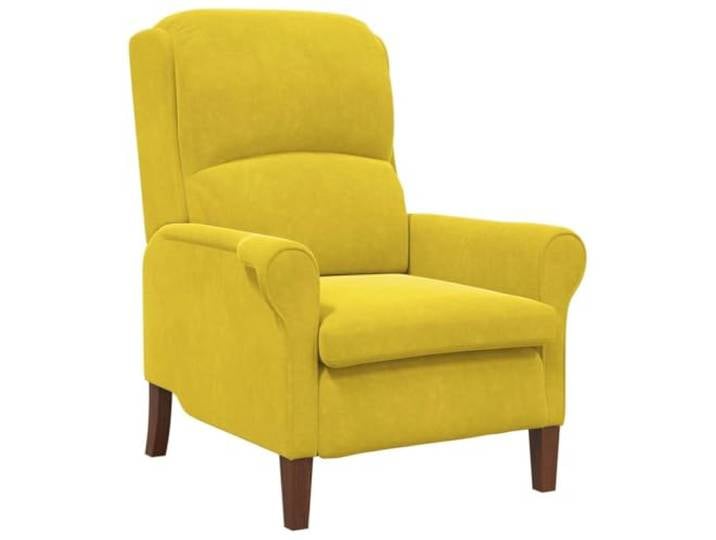 Gelb Samt Sessel aus Kautschukholz für Wohnzimmer, Modern Hohe Rückenlehne, abgerundete Armlehnen, stabile Basis, leichte Reinigung, komfortable Erholung