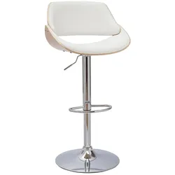 Design-Barhocker höhenverstellbar weiß und helles Holz CLASH