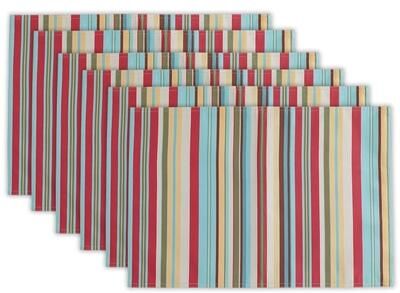 DII Design Imports Summer Stripe Polyester Outdoor Placemat Set (Set of 6)
