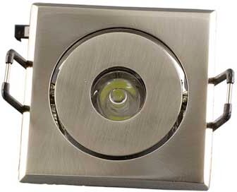 Faretto Incasso Led 1w Orientabile Quadrato Nickel Bianco Caldo 2700k + Driver