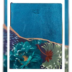 Clairefontaine 3x K3 blue, Heft mit Ledereinband, 19x24 cm, 72 Blatt liniert - Blau 115915C