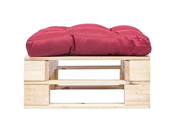 HGFDCBK Palettenhocker mit Kissen Rot, Kiefernholz, Outdoor Abnehmbares Kissen, Nutzbar als Couchtisch, Kesseldruckimprägniert, Witterungsbeständig, Einfacher Aufbau