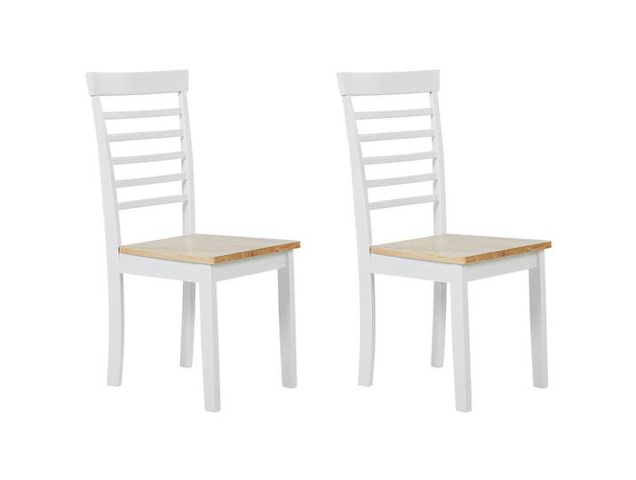 Beliani Stuhl 2er-Set Gummibaumholz Heller Holzfarbton Battersby, Hellbraun, 40x94x40 cm, Esszimmer, Stühle