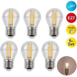 NÄVE LED-Leuchtmittel "Daffy", Energieeffizienz: E (A-G), transparent (klar), L:8cm Ø:4,5cm, Leuchtmittel, 6er Set, LED in warmweiß, E27, dimmbar, Farbe klar, D: 4,5cm, H: 8cm